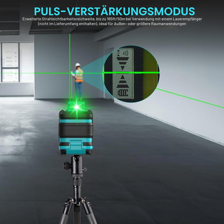 Kiprim Grüner Kreuzlinienlaser LV8D mit Verbesserter Sichtbarkeit,5 Laserlinien,Einstellbarer,Hellig