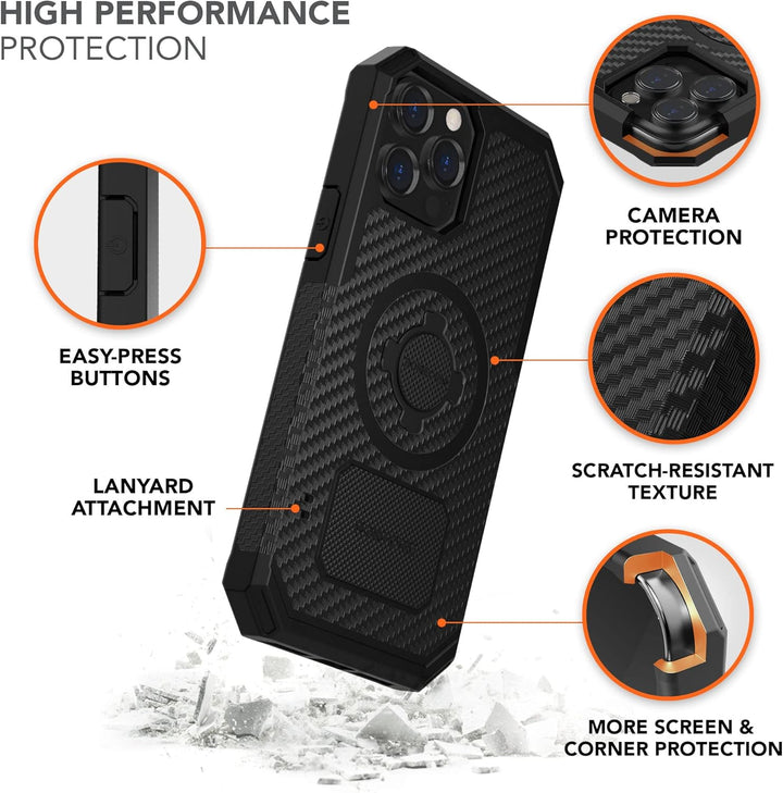 Rokform - iPhone 13 Pro Max Hülle, Rugged Series, Dual Magnet Plus MagSafe kompatibel, magnetische S