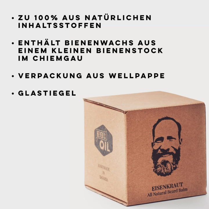 Beyer's Oil Beard Balm Eisenkraut 60ml - Bartpflege Balsam - Handgemacht in Bayern - 100% natürlich