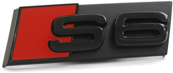Audi 4K0071805 Schriftzug S6 schwarz/rot Clip Tuning Exclusive Kühlergrill Edition Emblem, Black/Red