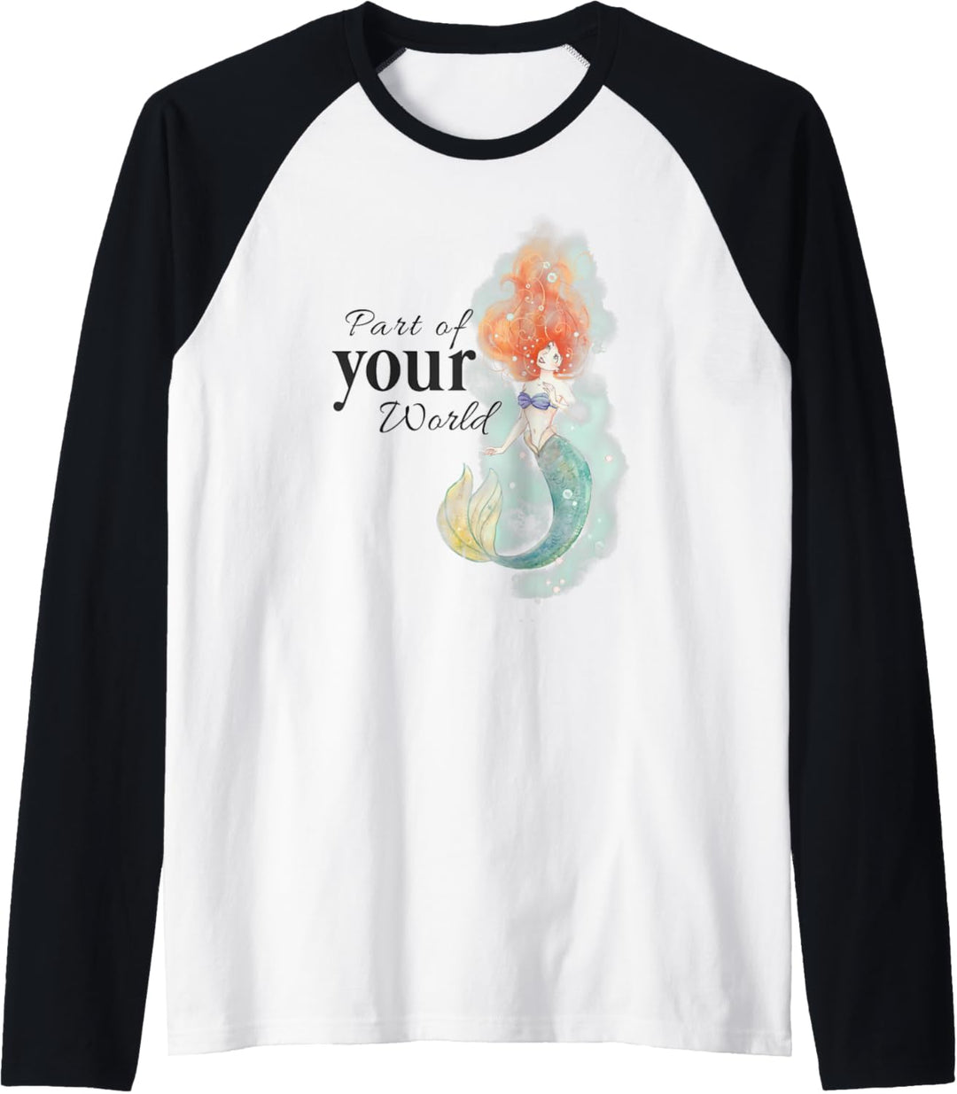 Disney Little Mermaid Ariel Your World Watercolor Raglan