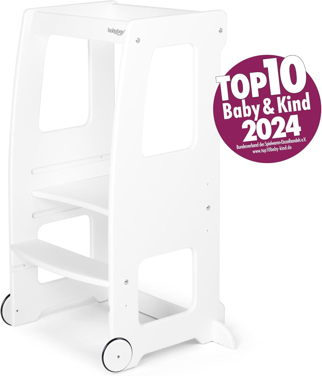 babybay Rollensatz mit Gummierung für Lernturm Littlefoot, weiss lackiert 9,2 x 9,2 x 1,8 cm Weiss L