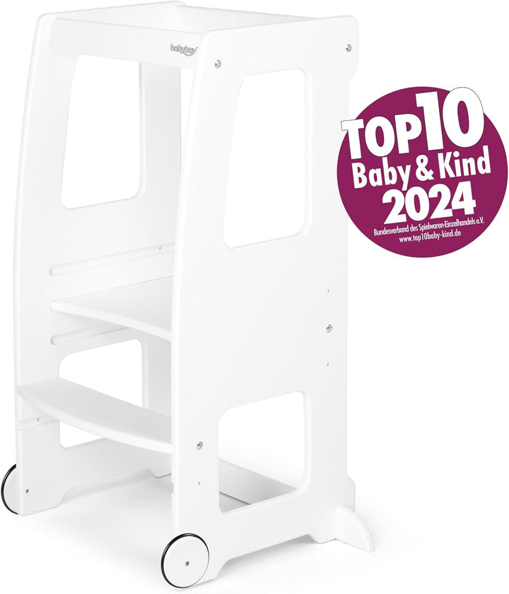 babybay Rollensatz mit Gummierung für Lernturm Littlefoot, weiss lackiert 9,2 x 9,2 x 1,8 cm Weiss L