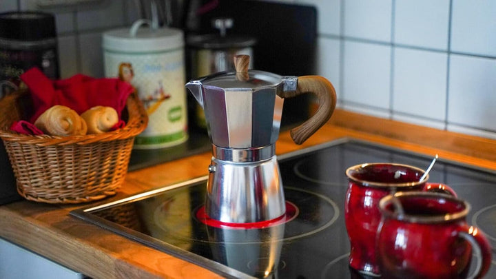 Karlspace Premium-Espressokocher Kaffee Aluminium für 6 Tassen - in verschiedenen Farben - Herdplatt