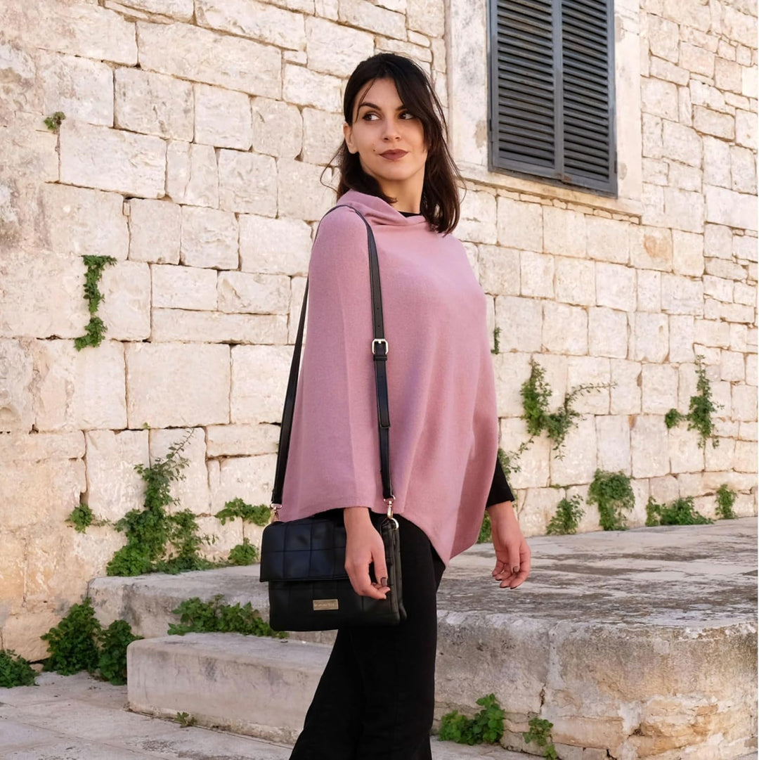 creazioni unique Poncho Damen Winter Elegant und Warm Made IN Italy - Mischung aus Wolle, Viskose un