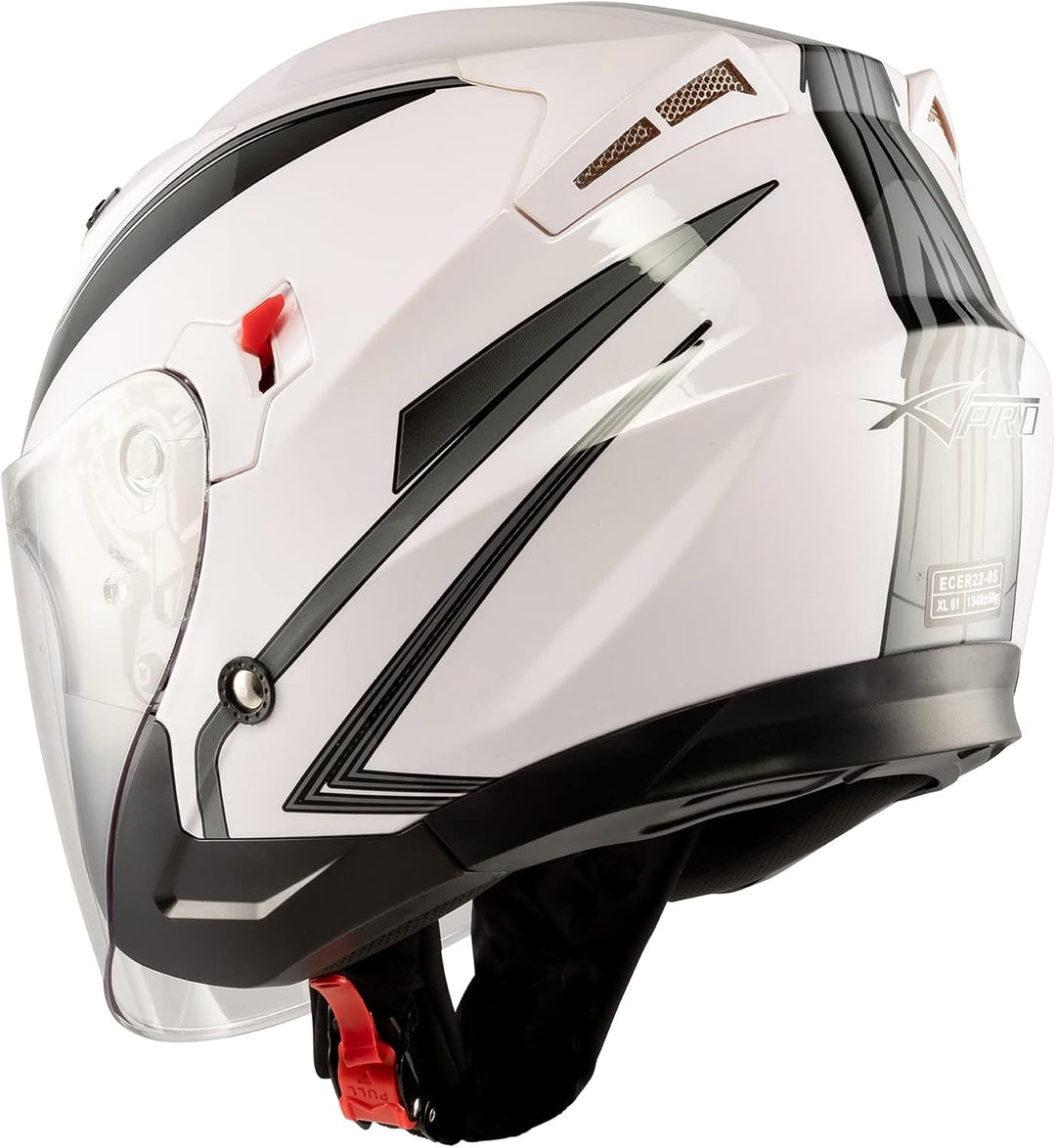Motorradhelm Doppeltvisier City Jet Zertifikat ECE 22-06 Scooter Weiss Silber L 59-60 cm ( L) Weiss