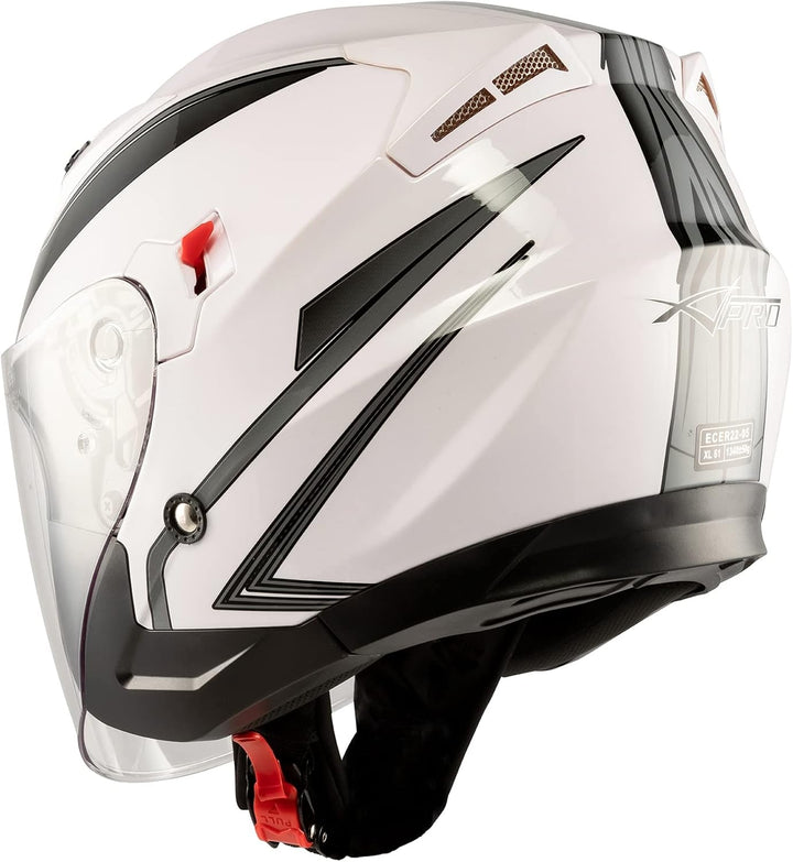 Motorradhelm Doppeltvisier City Jet Zertifikat ECE 22-06 Scooter Weiss Silber L 59-60 cm ( L) Weiss