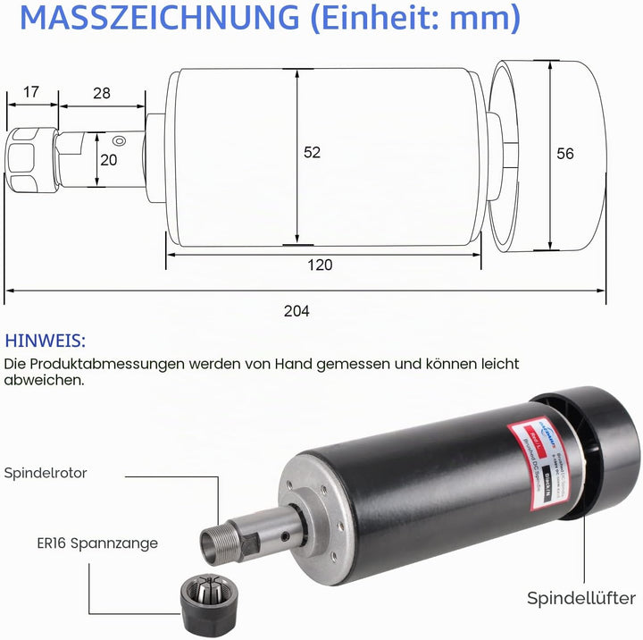 Daedalus CNC Gebürsteter Spindelmotor Set, 500 W, ER16 500W ER16