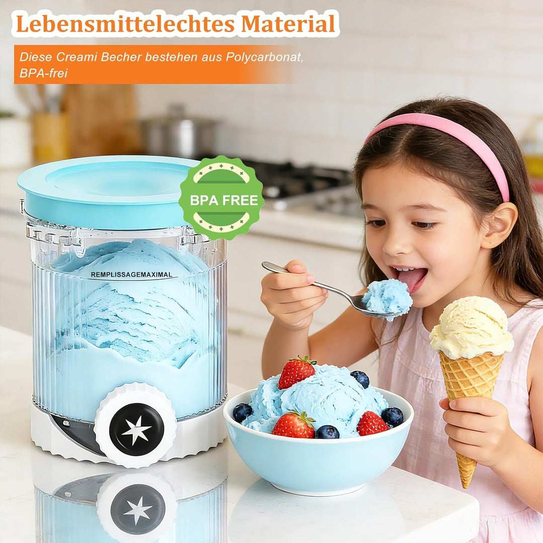 4 Stück Behälter für Ninja Creami Eismaschine NC701EU NC700 Serie, 480ML Creami Becher BPA-frei & Sp