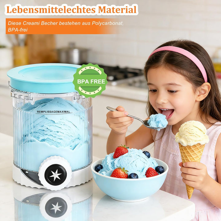 4 Stück Behälter für Ninja Creami Eismaschine NC701EU NC700 Serie, 480ML Creami Becher BPA-frei & Sp