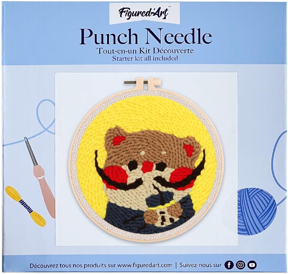 Figured'Art Punch Needle Set für Erwachsene - Stickerei, ideal für Anfänger - Kitty Dali mit Bubble