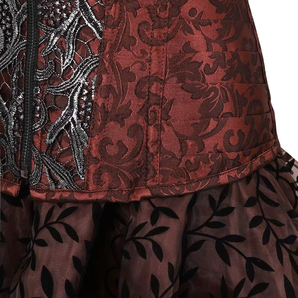 Jutrisujo Steampunk corsagenkleid leder Corsage kleid korsett piraten rock Kostüm piraten Spitzenroc