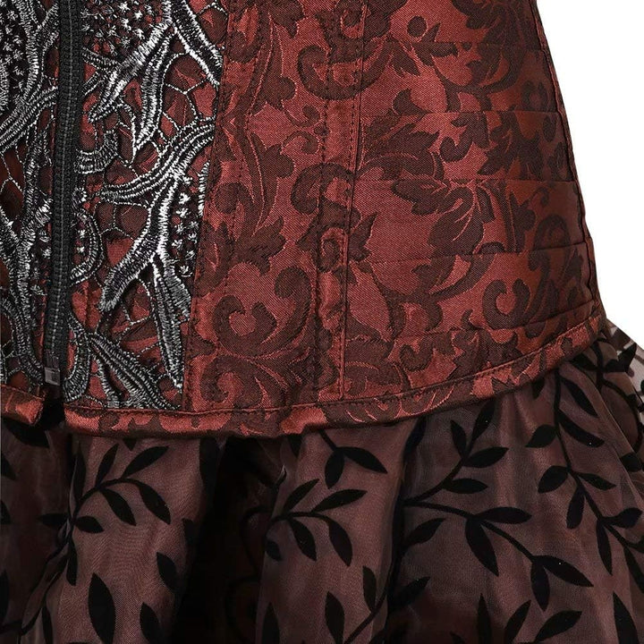 Jutrisujo Steampunk corsagenkleid leder Corsage kleid korsett piraten rock Kostüm piraten Spitzenroc
