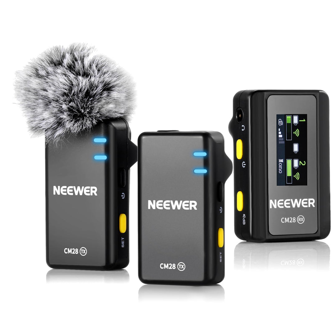 NEEWER CM28 Kabelloses Lavaliermikrofonsystem, 1 Klick Rauschunterdrückung, 4GB Speicher für 9 Stund