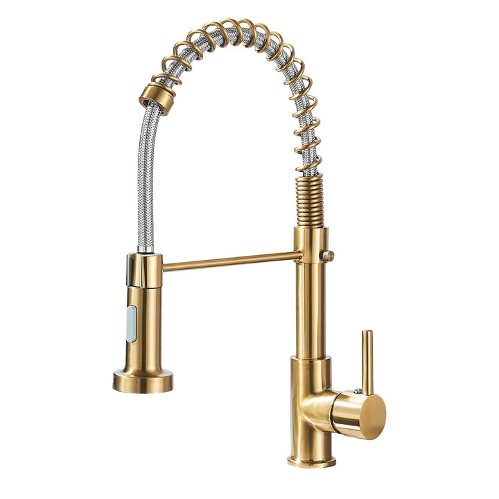 Hbronzeshower Wasserhahn Küche mit Brause ausziehbar, 360° Schwenkbar Küchenarmatur, Gold Einhebel S