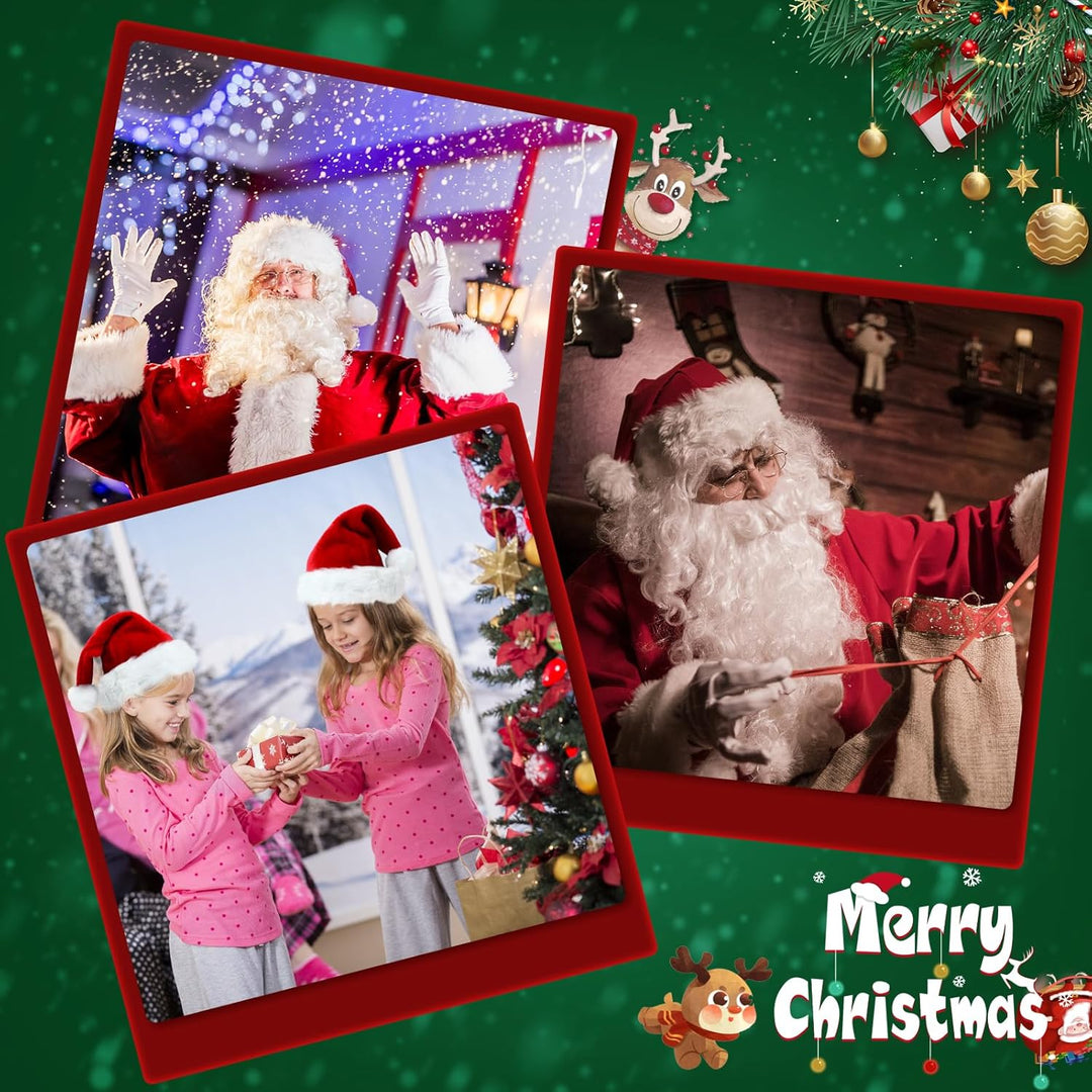 ROSAUI Weihnachtsmann Bart + Perücke + Mütze, Weihnachtsmütze für Erwachsene, Nikolaus Perücke, Sant