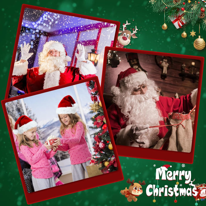 ROSAUI Weihnachtsmann Bart + Perücke + Mütze, Weihnachtsmütze für Erwachsene, Nikolaus Perücke, Sant