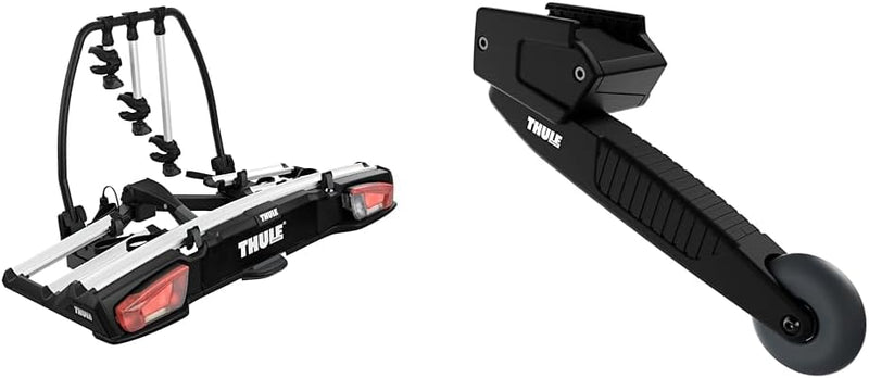 Thule 939000 Fahrradträger VeloSpace XT 3 Bikes, 13 pin & 9173 Transportrollen, schwarz, 50 x 25 x 2