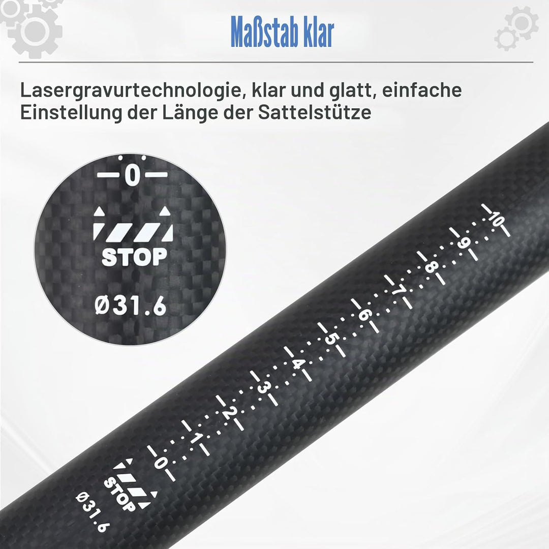 ROADNADO Sattelstütze Carbon Fiber Fahrrad SeatPost Ultraleichte Carbon Bike Post Matte 25.4 / 27.2