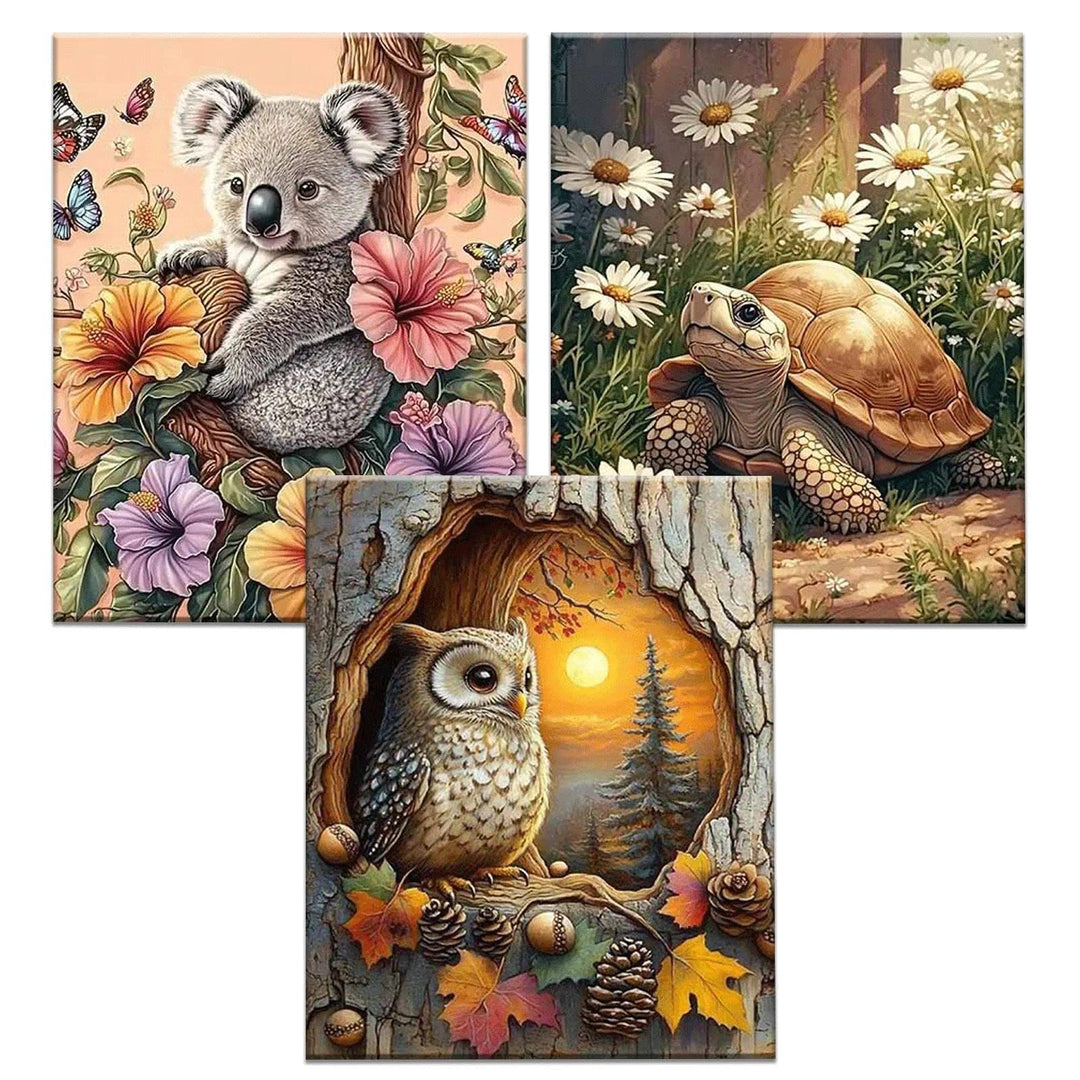 JATOK 3 Stück Malen Nach Zahlen Erwachsene, DIY Tiere Gemälde für Anfänger, Handgemalt Ölgemälde Lei
