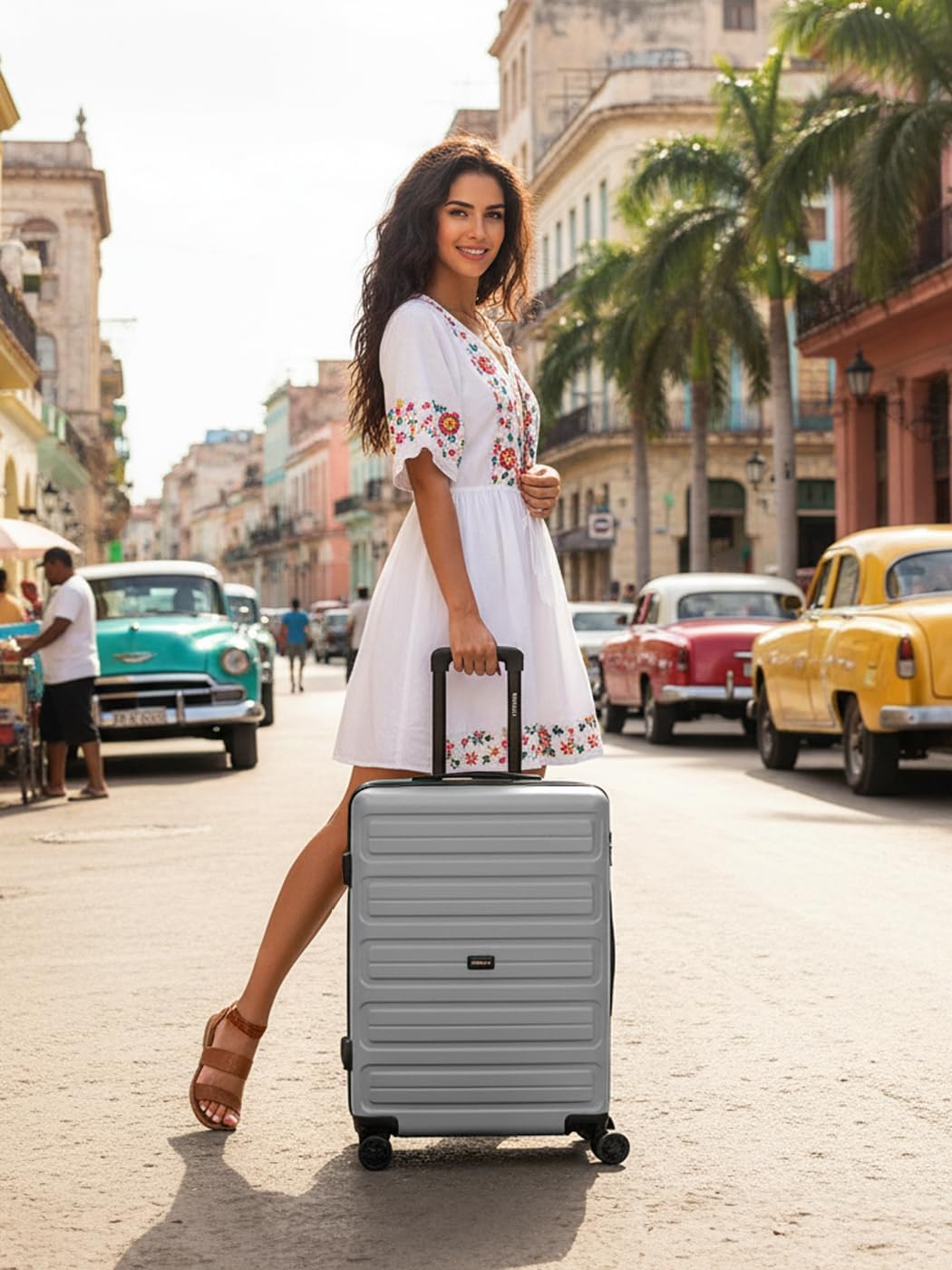 REDOLZ Mittelgrosser Hartschalen Check-in Koffer | Trolley 44 x 24 x 65 cm aus hochwertigem ABS Mate
