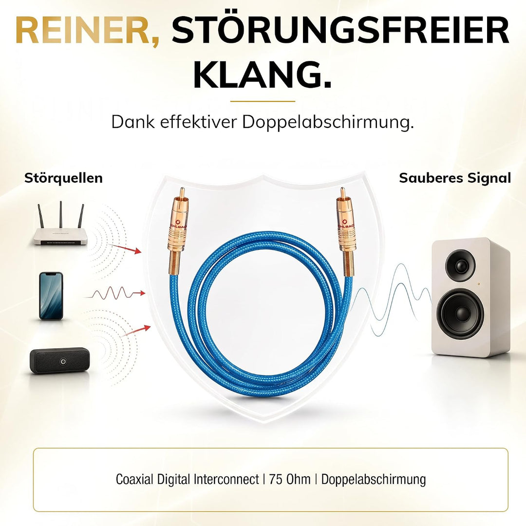 Oehlbach NF 113 DI 1500 - Digitales Audio-Cinchkabel - Hochwertiges S/PDIF Koaxialkabel, Mehrfach Sc