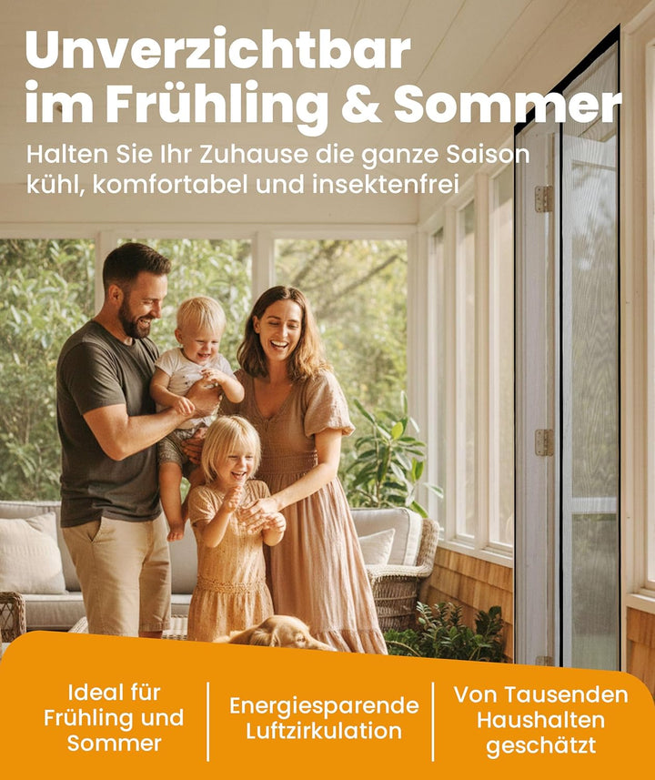 Flux Phenom Magnetisches Fliegengitter für Türen – 100x210 cm Hält Insekten fern, lässt frische Luft