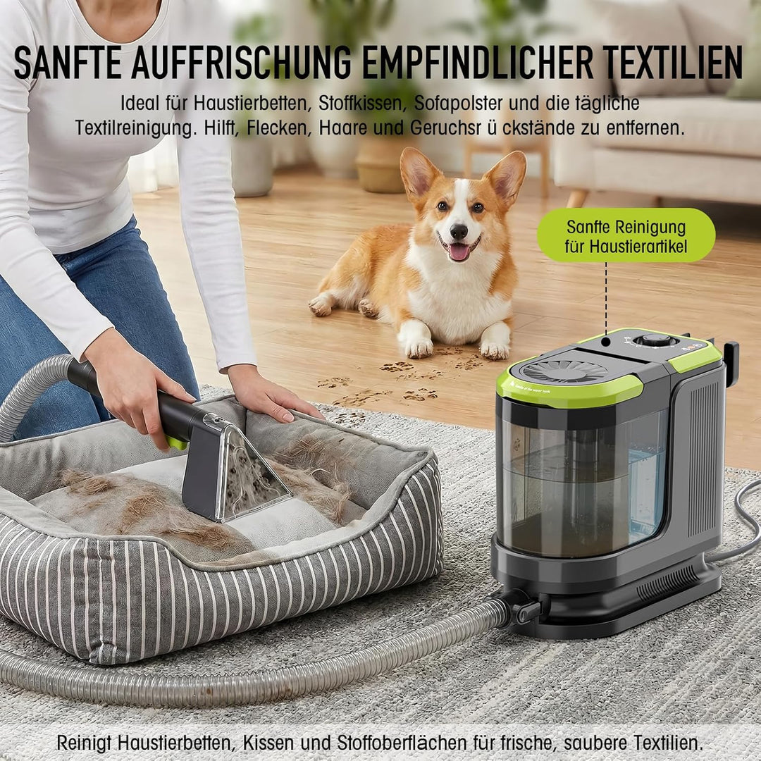 HYCHIKA Nasssauger Polsterreiniger Gerät 1800W,17 kPa Teppichreiniger Waschsauger, Tragbarer Teppich