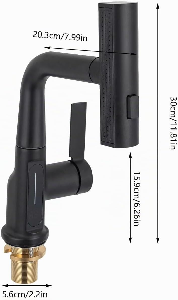 Wasserhahn Küche Schwarz, Küchenarmatur Ausziehbar,digtale Anzeige, Spültischarmatur mit Brause Drei