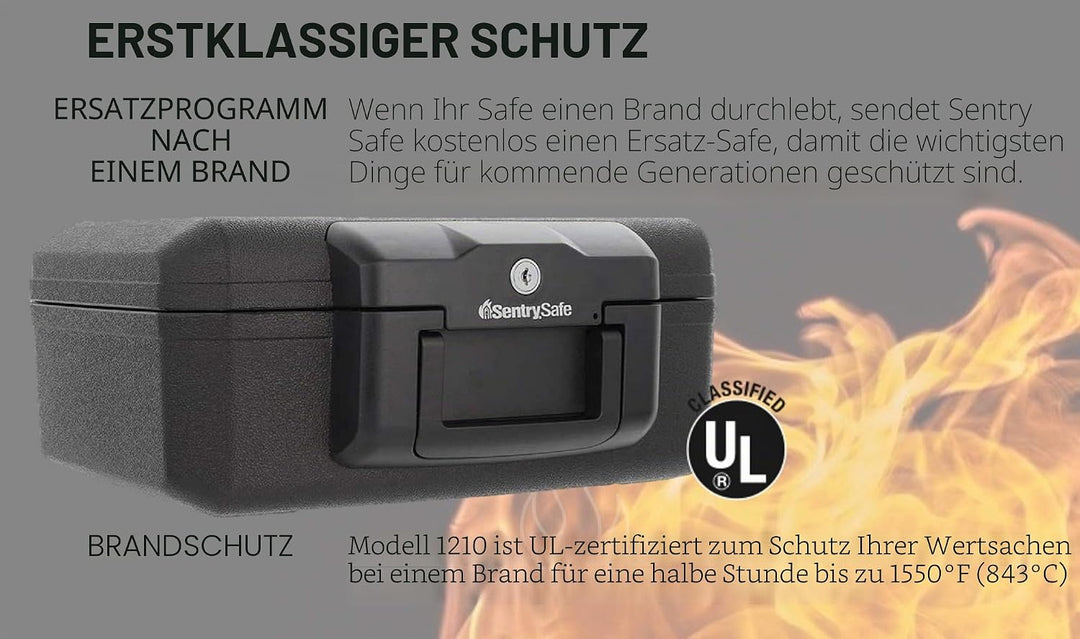 Dokumenten Tresor Feuerfest mit Schlüsselschloss Klein Small, Small