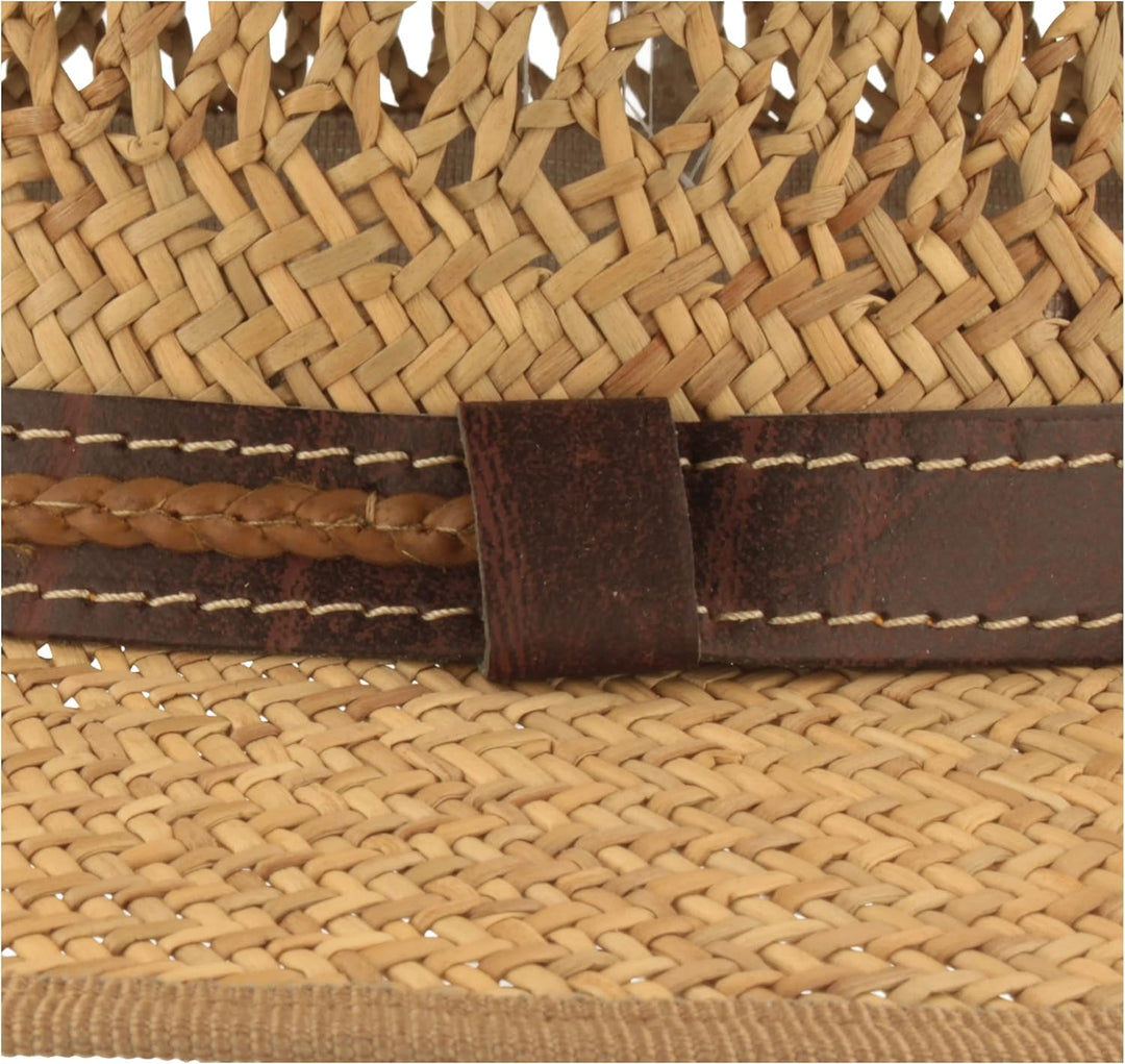 Breiter Strohhut Sommerhut Sonnenhut – Handgeflochten aus 100% Stroh – Bogart – Besonders Leicht, Fl