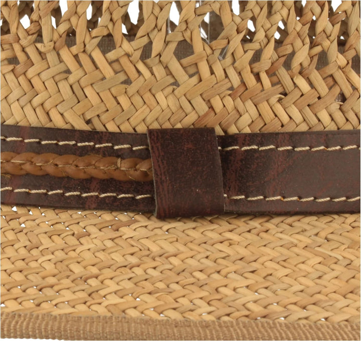 Breiter Strohhut Sommerhut Sonnenhut – Handgeflochten aus 100% Stroh – Bogart – Besonders Leicht, Fl