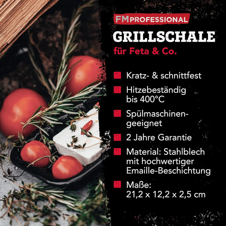 FMprofessional Grillschale aus emailliertem Edelstahl by Fackelmann – Wiederverwendbare Schale für d