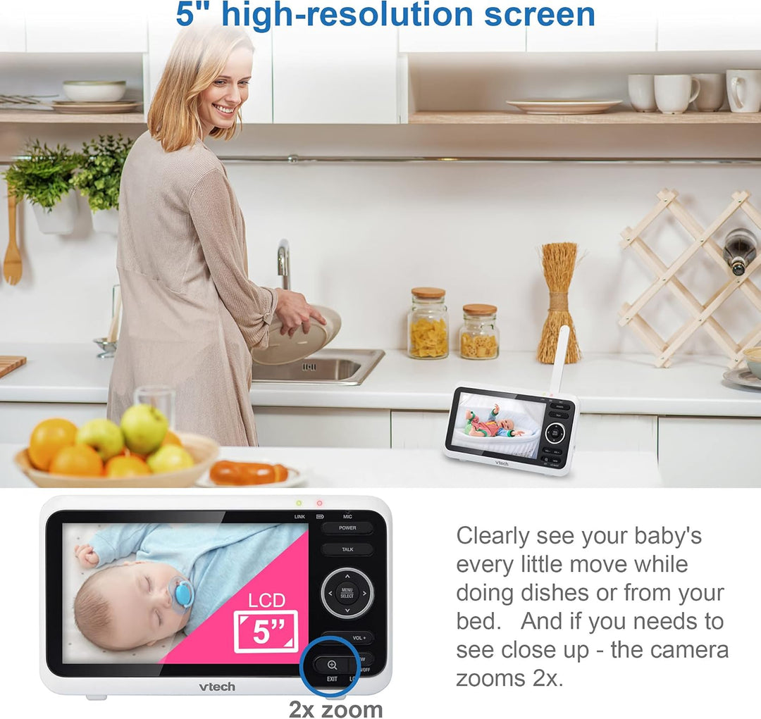 Vtech VM350 Babyphone mit Kamera 5 Zoll Video Baby Monitor, Klarer Sound babyfon mit Kamera LCD-Farb