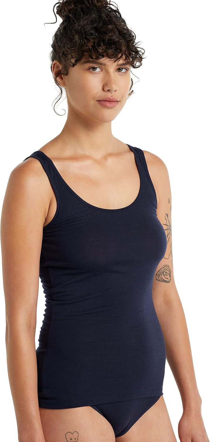 Icebreaker Damen Siren Tank Top - Sporttop Damen - Merinowolle Unterwäsche XL Mitternachtsmarine, XL