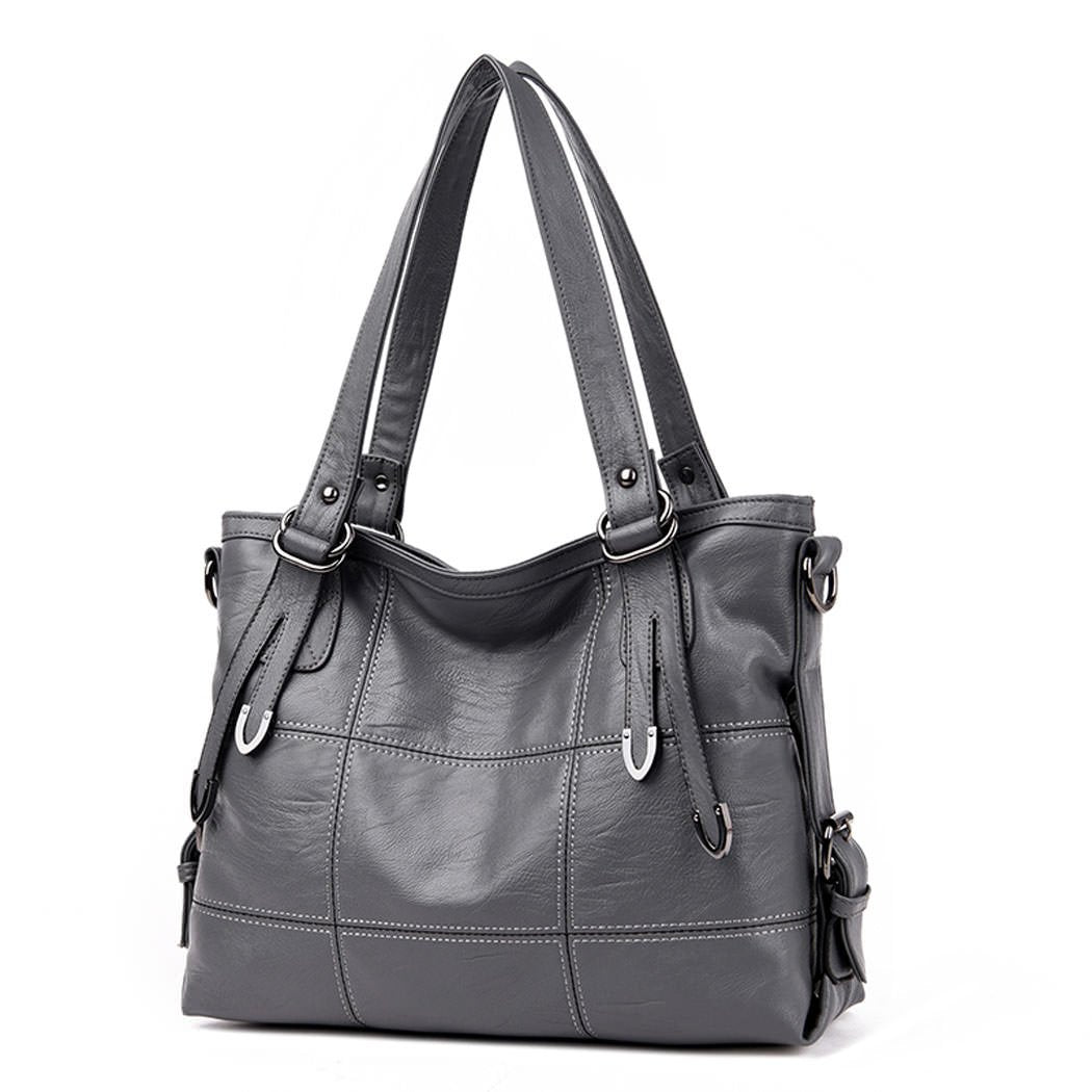 DEERWORD Damen Taschen Handtaschen Elegant Frau Schultertaschen Lack PU-Leder Henkeltaschen Grau, Gr