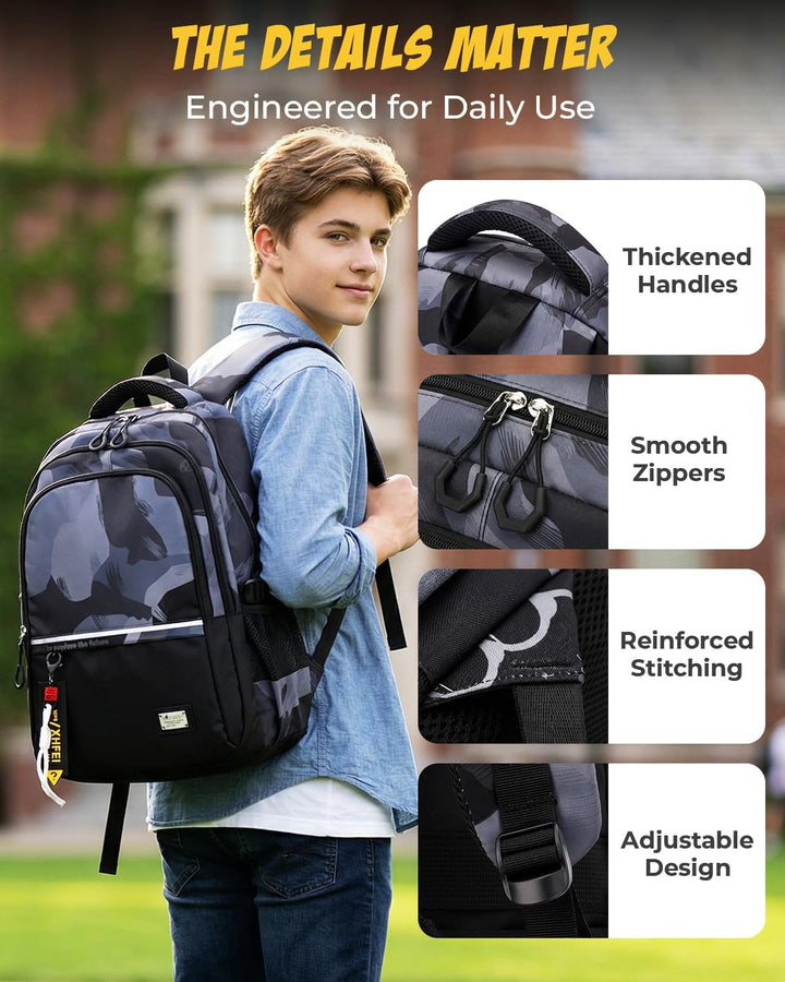 Amythe Schulrucksack Teenager Rucksack für Jungen - Wasserdichter Casual Daypack, Schulranzen Ideal