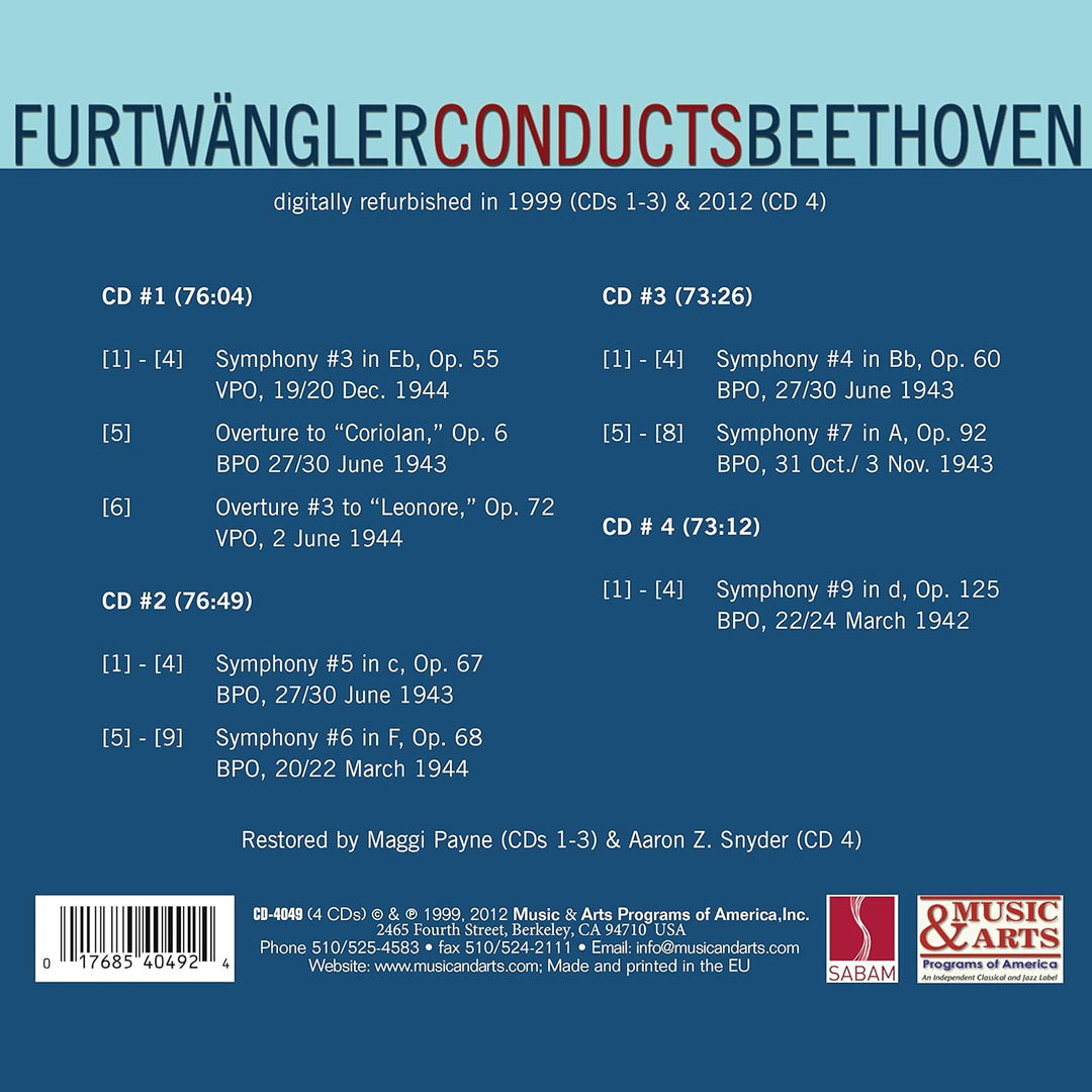 Furtwängler dirigiert Beethoven, Audio-CD