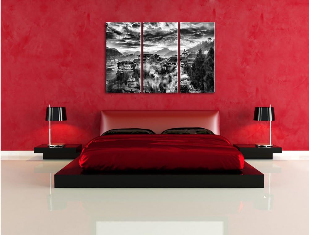 Pixxprint Gigantisches Dorf in China als Leinwandbild/Grösse: 3 Teilig (120x80) cm/Wandbild/Kunstdru