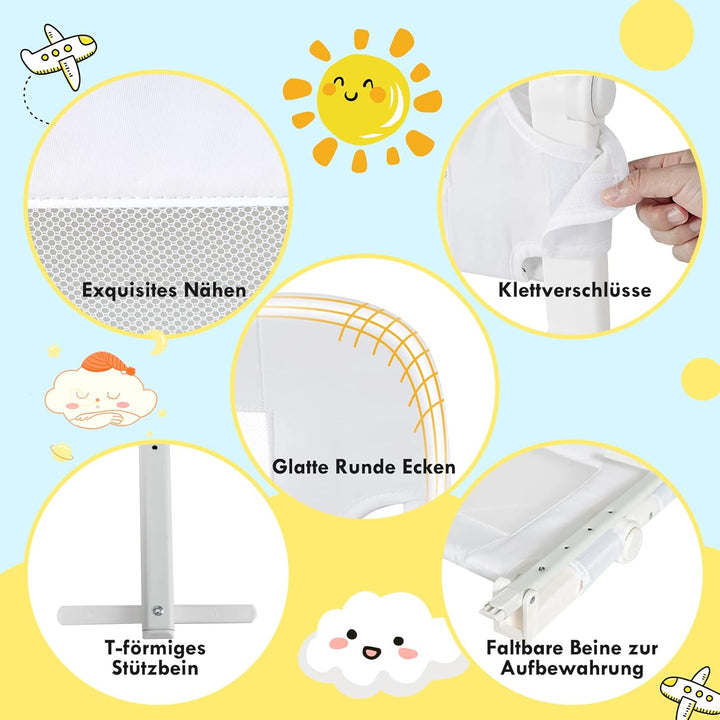 GOPLUS Bettgitter, Klappbarer & Tragbarer Bettschutzgitter für Babys unter 3 Jahren, Babybettgitter