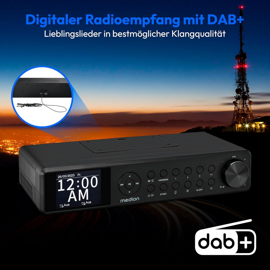 MEDION P66750 Küchen Unterbauradio (DAB+ Küchenradio, PLL UKW Radio, dimmbares TFT Farbdisplay, Koch