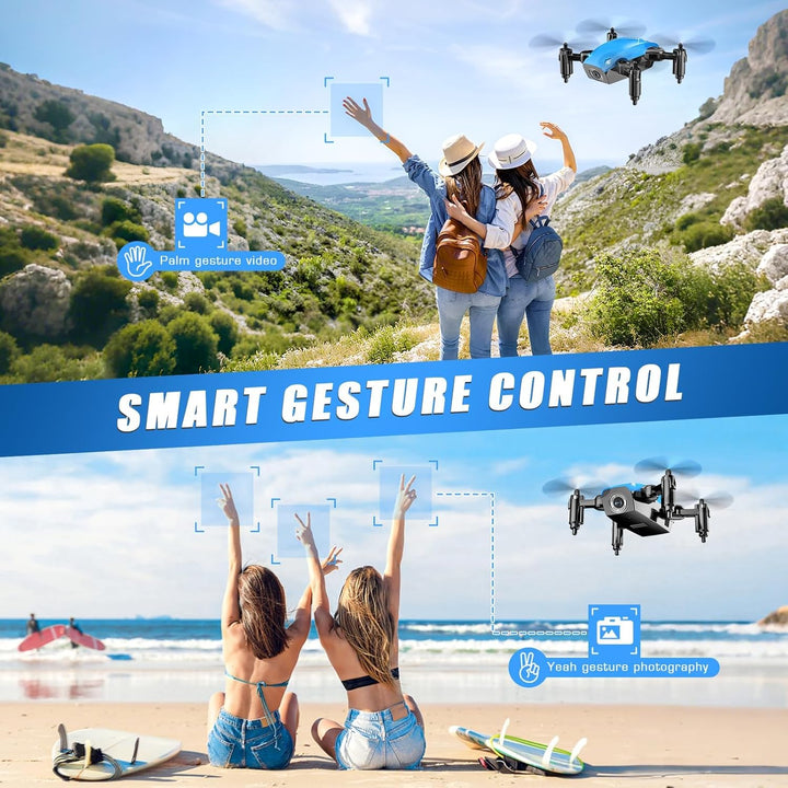 Mini RC Drohne mit Kamera für Kinder, Faltbarer Quadcopter mit Gestensteuerung, Sprachsteuerung und