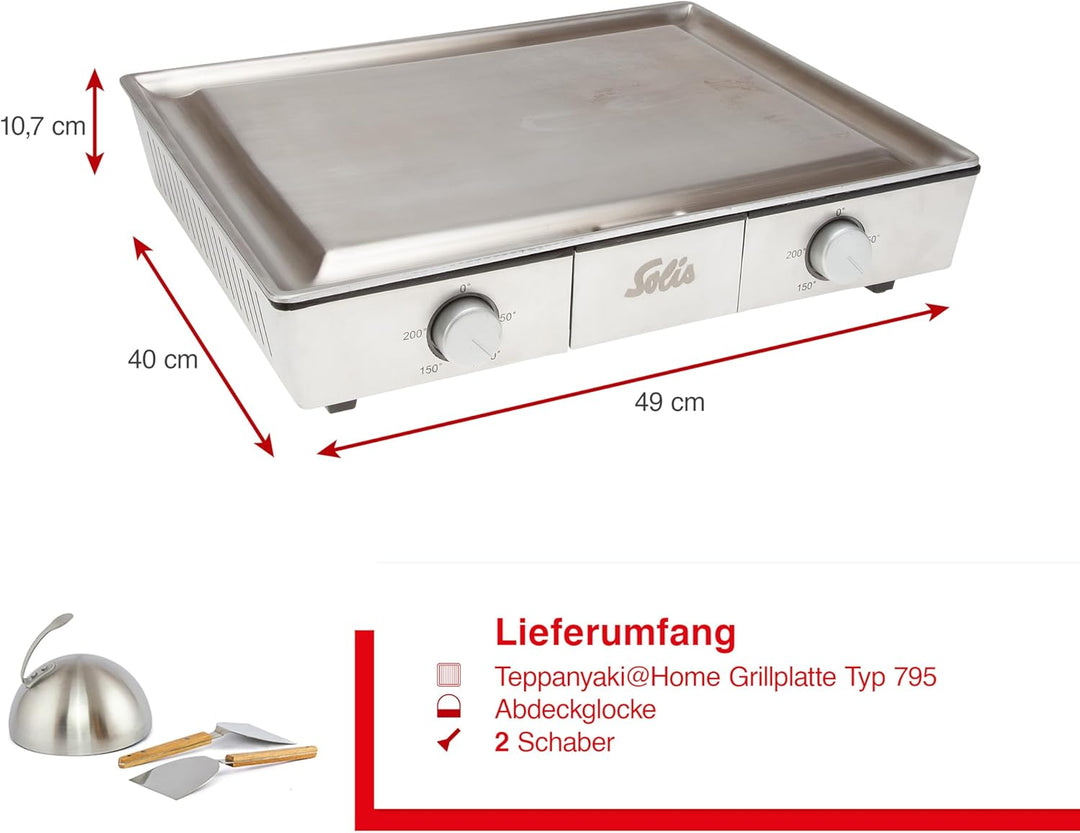 Solis Teppanyaki@Home 795 Tischgrill - Elektrogrill - Plancha Grillplatte - Teppanyaki Grill mit Glo