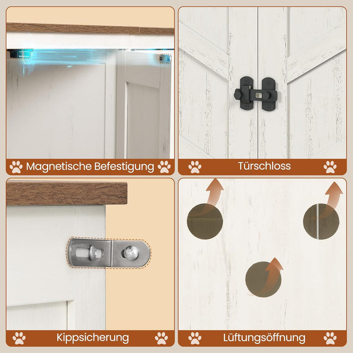 Hzuaneri Katzenschrank für 2 Katzen, Katzenklo Schrank, 120 x 50 x 54 cm, Katzentoilette Schrank Ver