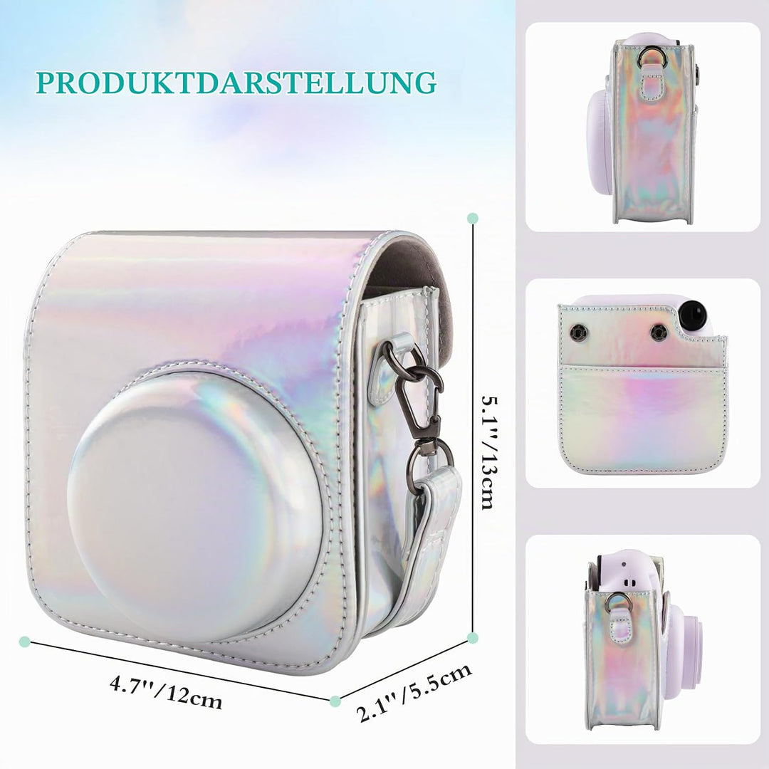 Kameratasche für Fujifilm Mini 12, PU-Leder Schutzhülle Kompatibel mit Instax Mini Instant und Digit