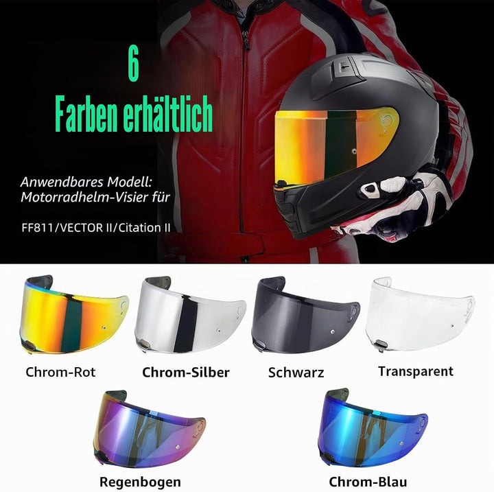 Helmvisier für FF811/VECTOR II/Citation II,Motorradhelm Visier,Motorrad Vollgesichtshelm Windschutzs