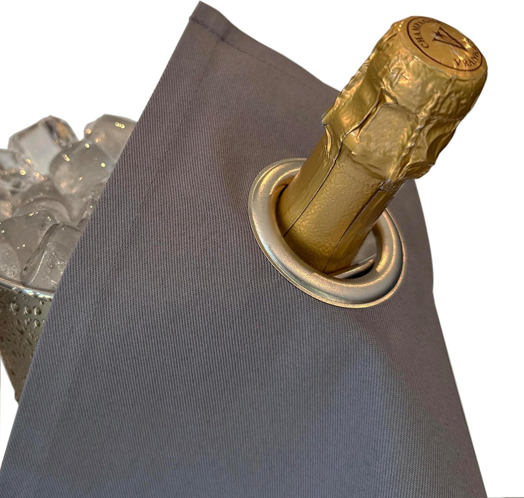 Classic Collection, Flaschentuch mit Metallring für Eiskübel, Baumwolle, 42 cm, Eckloch (Platin mit