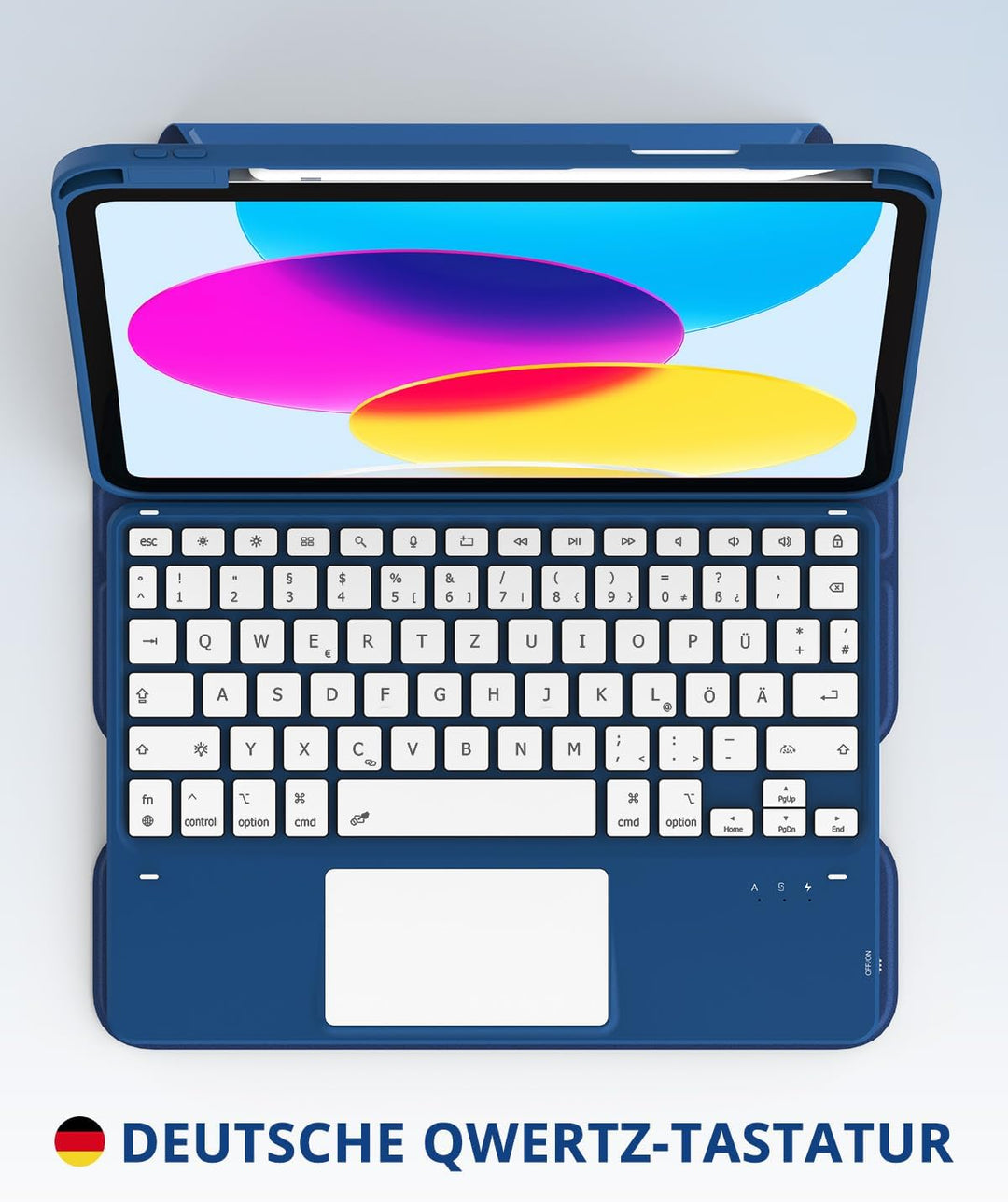 CACOE Drehbare Hülle mit Tastatur für iPad (A16) 11/10 Generation (11/10.9 Zoll) 2025/2022 mit Touch