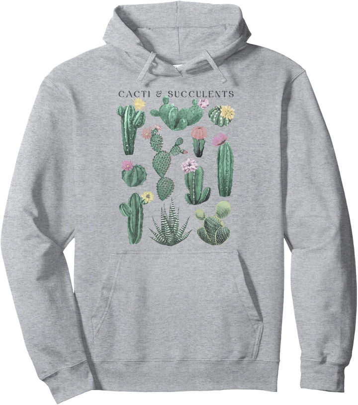 Trendy Botanical Cacti Pullover Hoodie