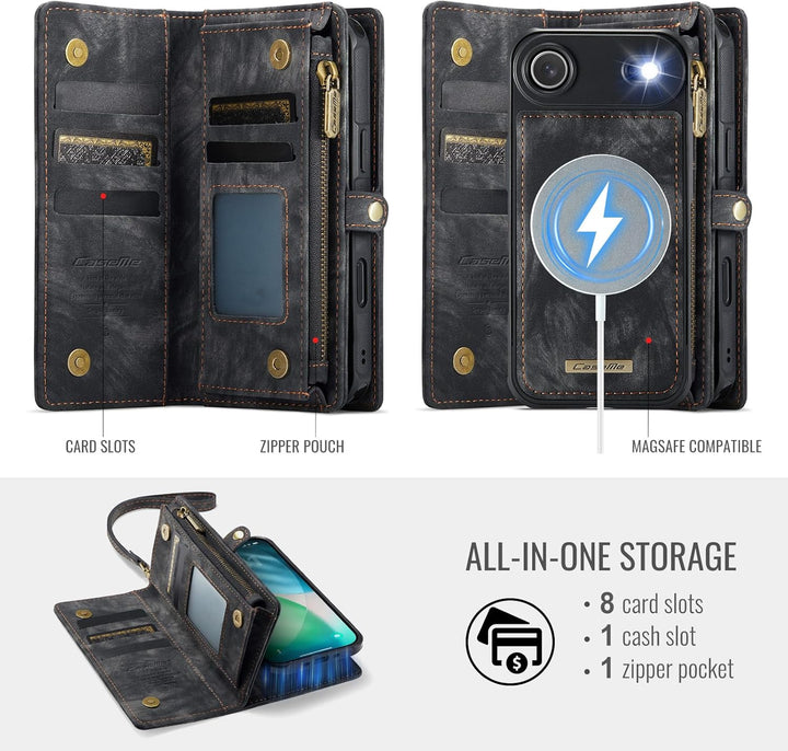 für iPhone Air Hülle, Flip PU Leder TPU Stossfest Kartenfach Tasche Handyhülle für iPhone Air, Magne